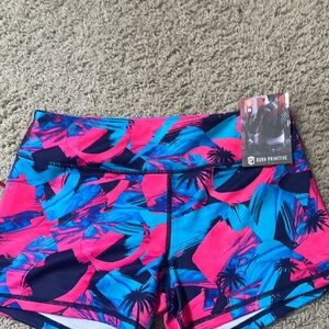 Born Primitive Athletic Shorts Pink and Blue Geometric Design